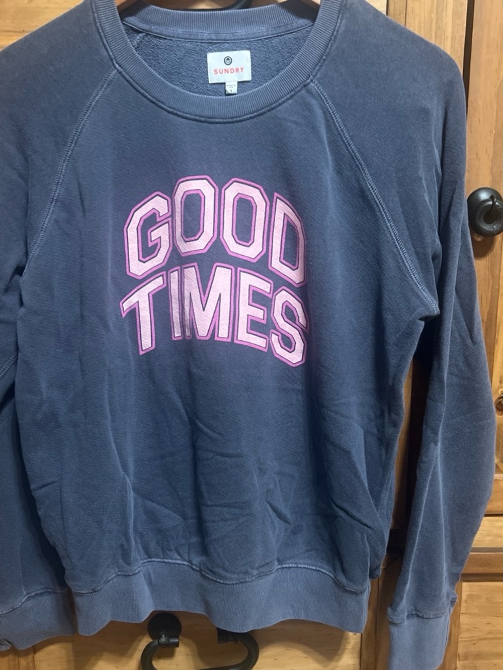 Sundry blue Sweatshirt with Pink "Good Times" Graphic